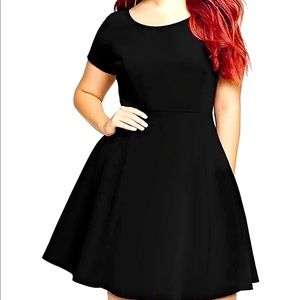 HDE Short Sleeve Black Skater Dress - Plus Size